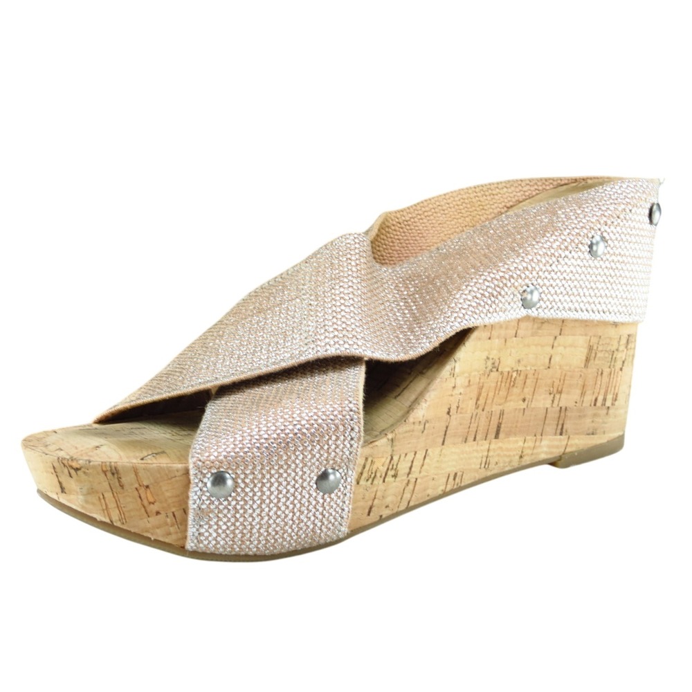 Lucky Brand Sz 7 M Brown Slide Fabric Women Sandals